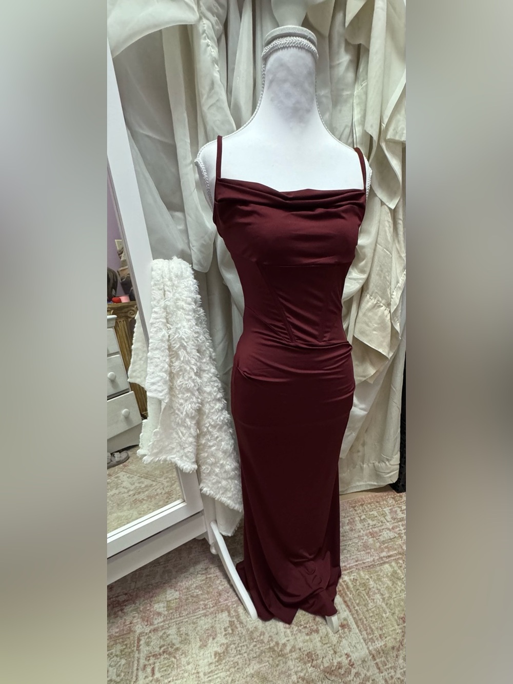 Strapless Burgundy Bodycon Gown*